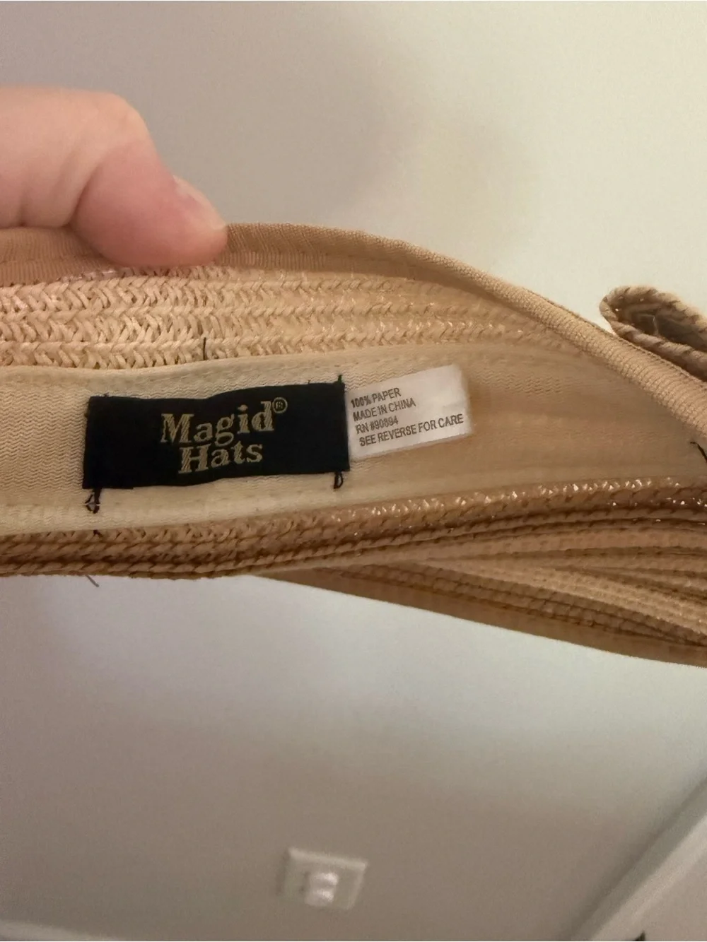 Magid Striped Straw Visor Hat - Beige and Tan